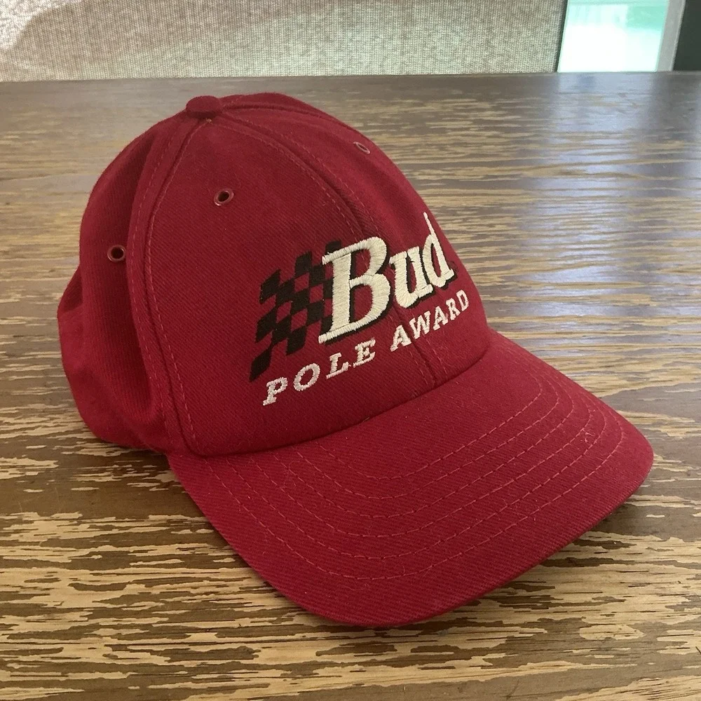 Budweiser Bud Racing Pole Award Nascar Vintage Strapback Hat Cap
